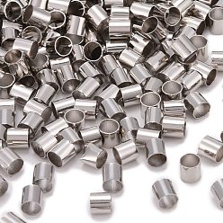 Платина Зажимные бусины из латуни, без кадмия и без свинца, трубка, платина, 2.5x2.5 мм, отверстие : 2 мм