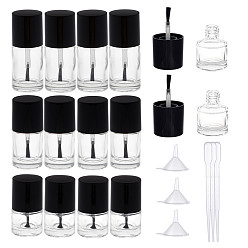 Clear DIY Nail Polish Bottle, Glass Empty Bottle, with Mini Transparent Plastic Funnel Hopper and Disposable Plastic Transfer Pipettes, Clear, about 18pcs/set