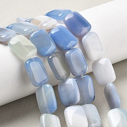 Светло-Голубой Натуральные полосатые агатовые бусы, окрашенная и подогревом, прямоугольные, Небесно-голубой, 18x13x5 мм, отверстие : 1 мм, около 10~11 шт / нитка, 7.28''~7.87'' (18.5~20 см)
