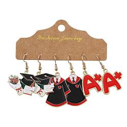 (52) Непрозрачная лаванда 3 Парные серьги-подвески из цинкового сплава с эмалью, изготовленные к Пасхе, золотые, шляпа, одежда и письмо, разноцветные, 41x29 мм