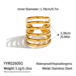 Real 18K Gold Plated Irregular 304 Stainless Steel Cuff Open Rings for Women, Real 18K Gold Plated, 23.8mm, Inner Diameter: 17.8mm