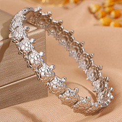 Stainless Steel Color Ocean 304 Stainless Steel Tortoise Hinged Cuff Bangles for Men Women, Tarnish Free, Stainless Steel Color, Inner Diameter: 2.36x1.97 inch(6x5cm)