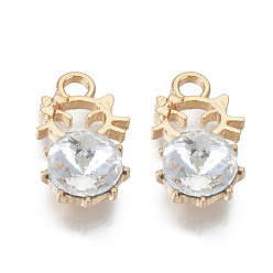 Crystal Alloy Rhinestones Pendants, Cadmium Free & Lead Free, Light Gold, Crystal, 18.5x10.5x5.5mm, Hole: 2.5mm