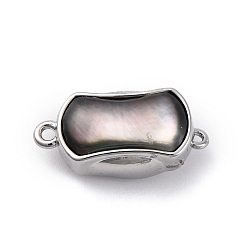 Платина Прямоугольные латунные застежки-коробочки, без кадмия, без никеля и без свинца, с черной оболочкой, платина, 19.5x9.5x7 мм, отверстие : 1.2/1.4 мм