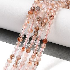 Rutilated Кварц Нити бусин из натурального черного золота с рутилированной кварцевой крошкой, граненые, круглые, 3.5x3.5x3.5 мм, отверстие : 0.7 мм, около 110 шт / нитка, 14.96"~15.35" (38~39 см)