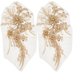 Белый Навахо 3d цветочная вышивка из полиэстера, пришитые аппликации, с абс пластмассовой имитационной жемчужиной, украшение для свадебного платья своими руками, Cheongsam, навахо белый, 300x160x7.5 мм