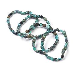 Natural Turquoise Natural Turquoise Bead Stretch Bracelets, Tumbled Stone, Nuggets, Inner Diameter: 2~2-1/4 inch(5.2~5.6cm)