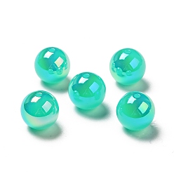 Бирюза УФ-покрытие непрозрачные радужные переливающиеся акриловые бусины, круглые, бирюзовые, 15~16x15 мм, отверстие : 2 мм