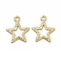 Echt 24 k vergoldet Messing Anhänger & Charms, langlebig überzogen, cadmiumfrei und bleifrei, Stern, echt 24 k vergoldet, 11.5x10x0.4 mm, Bohrung: 1.2 mm