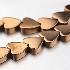 с Покрытием Меди Гальванизировать немагнитных синтетический гематит нитей бисера, сердце, с медным покрытием, 5x6x2 мм, отверстие : 1 мм, около 81 шт / нитка, 15.7 дюйм