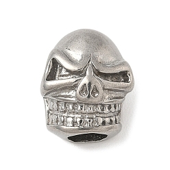 Нержавеющая Сталь Цвет 304 из нержавеющей стали европейские шарики, бусины с большим отверстием, череп, цвет нержавеющей стали, 13x12x9.5 мм, отверстие : 5 мм