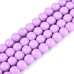 Lilas Perles en verre peintes , cuisson des peintures, ronde, lilas, 6mm, Trou: 1.3~1.6mm, Environ 133 pcs/chapelet, 31.4 pouce