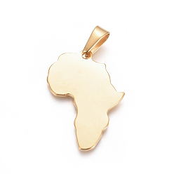 Golden 304 Stainless Steel Pendants, Map Shape, Golden, 34x26x2mm, Hole: 5x8mm