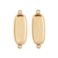 Oval 304 из нержавеющей стали параметров соединителя кабошон, ионное покрытие (ip), реальный 18 k позолоченный, овальные, лоток : 16x6 мм, 22x7.5x2 мм, отверстие : 1.4 мм