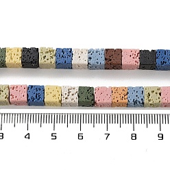 Mixed Color Synthetic Lava Rock Dyed Beads Strands, Cube, Mixed Color, 6~7x6~6.5x6~6.5mm, Hole: 0.7mm, about 60pcs/strand, 14.76''(37.5cm)