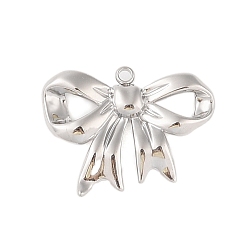 Нержавеющая Сталь Цвет Не тускнеющие 304 подвески из нержавеющей стали, очарование бантом, цвет нержавеющей стали, 23x30x4 мм, отверстие : 2 мм