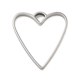Нержавеющая Сталь Цвет Сердце 304 эмалированные элементы из нержавеющей стали, подвески с открытой рамкой, для diy уф смолы, эпоксидная смола, Прессованные цветочные украшения, цвет нержавеющей стали, 31x28x3 мм, отверстие : 4.2x4.6 мм