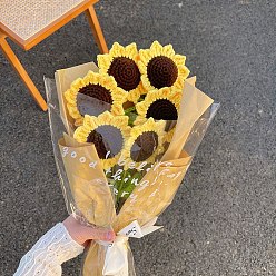 Gold Crochet Sunflower Bouquet Set for Beginners, Flower Display Decoration Knitting Starter Kit, DIY Handmade Gift for Friend Lovers Elderly, Gold, 38x5cm