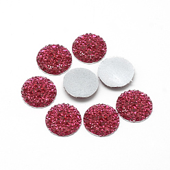 Cerise Resin Cabochons, Bottom Silver Plated, Half Round/Dome, Cerise, 12x3mm