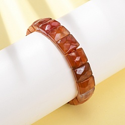 Красный Агат Браслеты из окрашенных и подвергнутых термической обработке натуральных бусин из сердолика, эластичные, унисекс., прямоугольник граненый, бусины : 12x10x6 мм, внутренний диаметр: 2.24 дюйм (5.7 см)