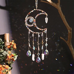 Разноцветный Подвески-ловцы солнца из железа, латуни и хрустального стекла, с помощью генератора радуги из смешанных камней, украшение сада и дома своими руками, Луна прелести, красочный, 430x140 мм