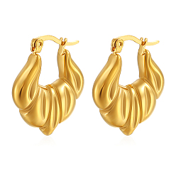 Golden 304 Stainless Steel Hoop Earring for Women, Teardrop, Golden, 25x24mm