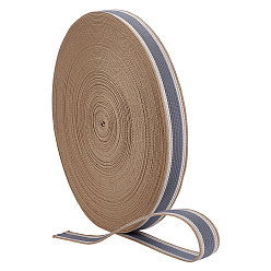 Khaki 10Yards Polycotton Ribbon, for Clothes Accessories, Stripe Pattern, Khaki, 1-1/4 inch(32mm)