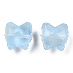 Sky Blue Transparent Spray Painted Glass Beads, Bear, Sky Blue, 13x13x9mm, Hole: 1.2mm