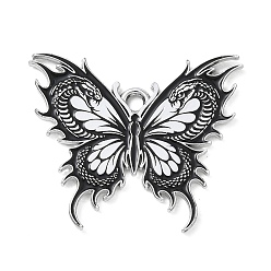 Butterfly Halloween Alloy Enamel Pendants, Platinum, Butterfly Charms, 24x28.5x1mm, Hole: 2mm
