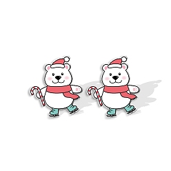 Индийский Красный Серьги-гвоздики в виде медведя из акрила для женщин, Индийская красная, 15 мм