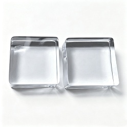 Clear Square Transparent Acrylic Jewelry Display Pedestals, for Small Jewelry, Cosmetic Showing, Clear, 4x4x1.45~1.5cm