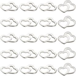 Нержавеющая Сталь Цвет 304 прелести нержавеющей стали, от сердца к сердцу, цвет нержавеющей стали, 14x20x1.5 мм, 60 шт / коробка