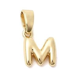 Letter M Латунные подвески в виде букв, без свинца и без кадмия, долговечный, реальный 18 k позолоченный, Буква М, 9.5x8x2.5 мм, отверстие : 4.5x2 мм