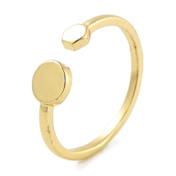 Золотой Стойка покрытие латунь открытые манжеты кольца компоненты, простые настройки кольца пэда, долговечный, без свинца и без кадмия, плоский круглый & шестиугольник, золотые, лоток: 6 мм и 4 мм, размер США 7 1/4 (17.5 мм)