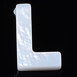 Letter L Естественных пресноводных стеклянные бусы, цвет морской раковины, Начальная буква, Письмо L, 10x6.5x2.5 мм, отверстие : 0.8 мм