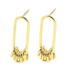 Настоящее золото 18K Латунные полые овальные серьги-гвоздики с подвесками, долговечный, без свинца и без кадмия, реальный 18 k позолоченный, 32.5x11 мм