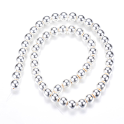 Silver Plated Electroplate Non-magnetic Synthetic Hematite Bead Strands, Round, Silver Plated, 8mm, Hole: 1mm, about 52pcs/strand, 15.7 inch