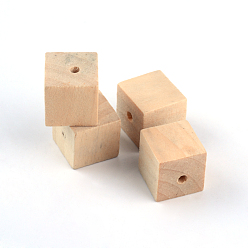 Schima Wood Perles de bois non finies, perles en bois naturel, sans plomb, cube, 15~15.5x15~15.5x15~15.5mm, Trou: 3mm