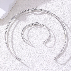 Платина Комплекты из чокера и браслетов-манжет из цинкового сплава, платина, внутренний диаметр: 135 мм и 63 мм