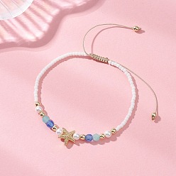 Смешанные камни Браслеты из бисера с бусинами из натурального морского агата, амазонита и ракушечного жемчуга для женщин, с нейлоновой нитью и стеклом, внутренний диаметр: 2~3 дюйм (5.1~7.55 см)