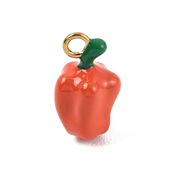 Vegetables 304 нержавеющая сталь с эмалевыми подвесками, ионное покрытие (ip), золотые, очарование болгарского перца, 17x10.5x10.5 мм, отверстие : 2.5 мм
