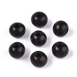 Коричневый Круглые бусины из натурального дерева схима, окрашенные распылением, кофе, 11.8~12.5x11 мм, отверстие : 2.5~3 мм