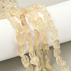 Лимонный Кварц Необработанные натуральные бусины из лимонного кварца (нагретые), самородки, 7~12x4~10x3~8 мм, отверстие : 1 мм, около 46~52 шт / нитка, 15.35~15.94'' (39~40.5 см)