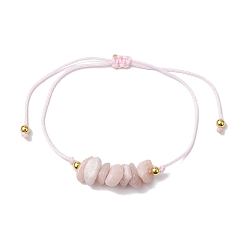 Розовый Опал Браслеты из плетеных бусин из натурального розового опала, с латунной бисера, чип, внутренний диаметр: 2-7/8 дюйм (7.3 см), 1 шт / стиль