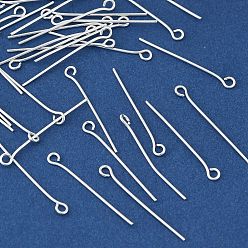 Серебро Латунные булавки, без свинца, без кадмии и без никеля, серебряные, 25x3x1 мм, отверстие : 1.6 мм