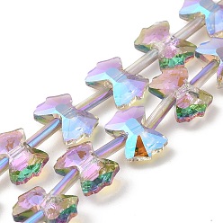 Сливовый Гальванические стеклянные бусины, с полным покрытием цвета радуги, граненые, бантом, слива, 10x7x3.5 мм, отверстие : 0.9 мм, около 49~51 шт / нитка, 18.90~20.47 дюйм (48~52 см)