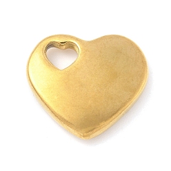 Золотой 304 из нержавеющей стали сердце кулоны, 16x17x4 мм, отверстие : 4x3 мм