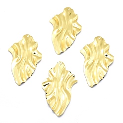 Real 18K Gold Plated Brass Pendants, Cadmium Free & Nickel Free & Lead Free, Leaf, Real 18K Gold Plated, 45x25x2mm, Hole: 1mm