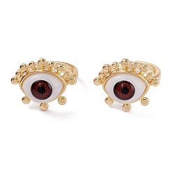 Dunkelrot Messing Manschettenringe, offene Ringe, mit Harzkügelchen, langlebig überzogen, echt 18 k vergoldet, bösen Blick, dunkelrot, 2.5 mm, Innendurchmesser: 17.5 mm