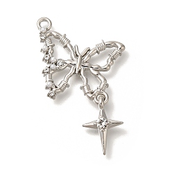 Бабочка Подвески из сплава , платиновые подвески, бабочка, 33.5x26.5x3 мм, отверстие : 1.8 мм